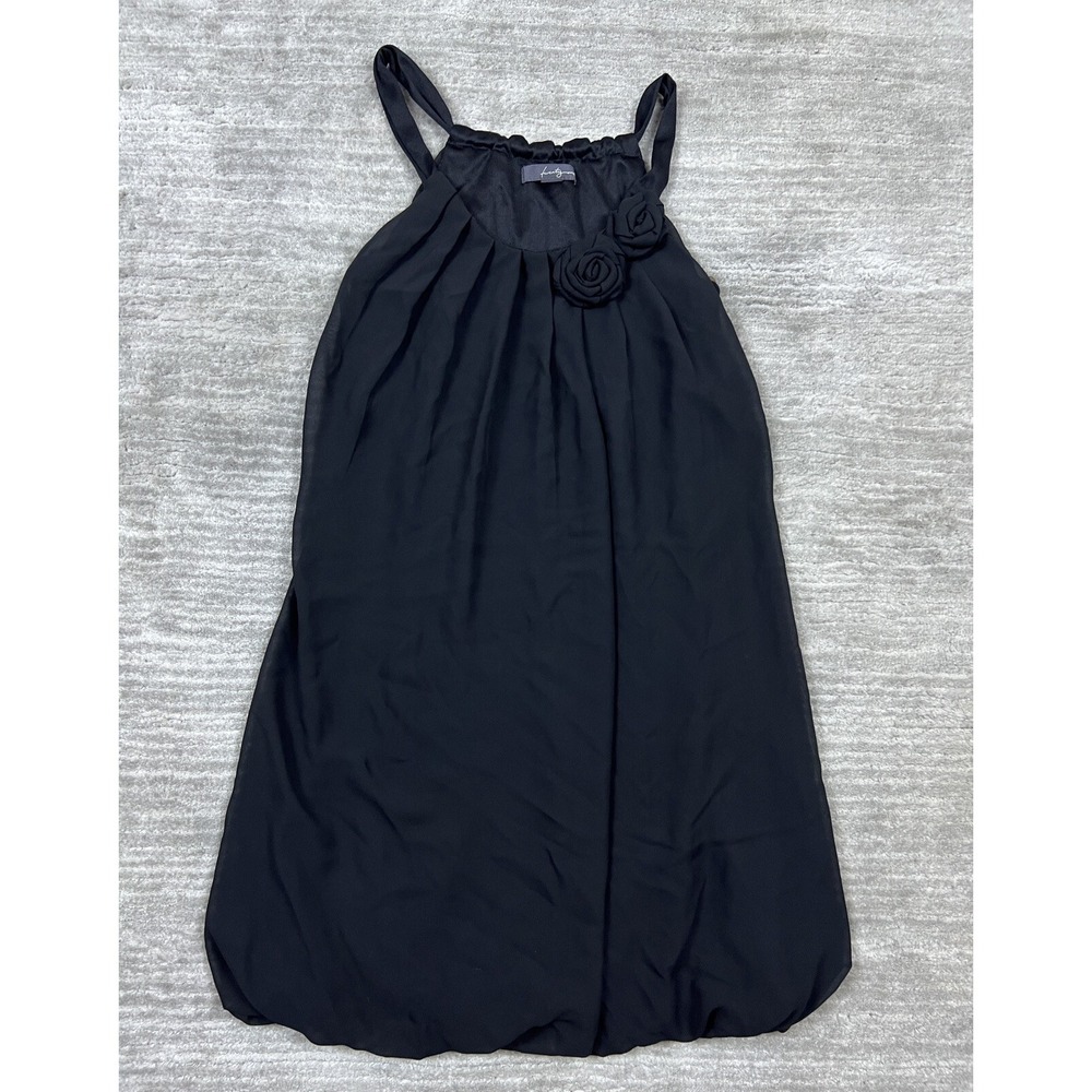 Twenty-One Mini Dress Womens S Black Halter Rosette Chiffon Bubble Hem T157